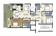 Floor Plan - 3 BHK Simplex Unit - 1850 sq.ft.