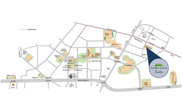 Unitech Nirvana Suites Location Map