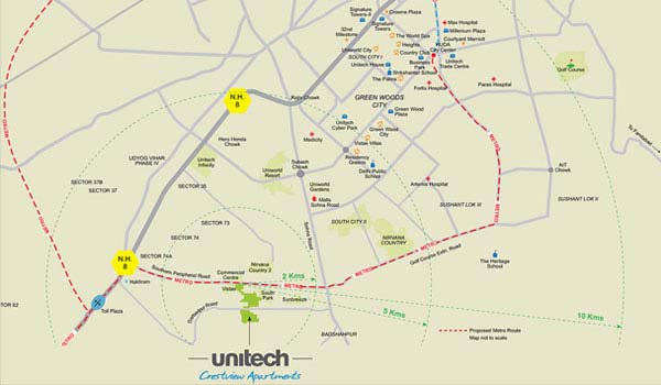 Unitech Crestview Apartments Loaction Map