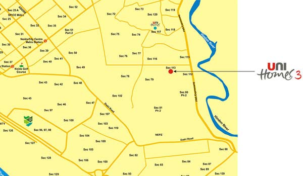 Unitech Unihomes 3 Location Map