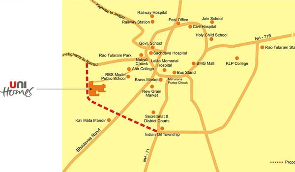 Unitech Unihomes Location Map