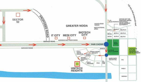 Unitech Heights Location Map