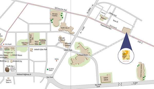 Unitech Vistas Location Map