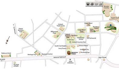 Unitech Uniworld Gardens Location Map