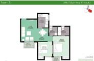 Floor Plan-2BR 2T-973 sq. ft.