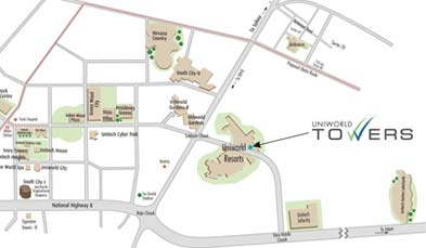 Unitech Uniworld Towers Location Map